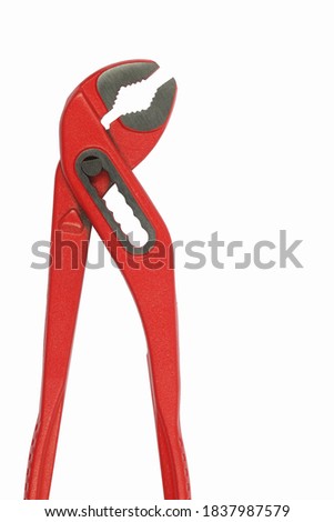 Red water pump pliers on isolated background