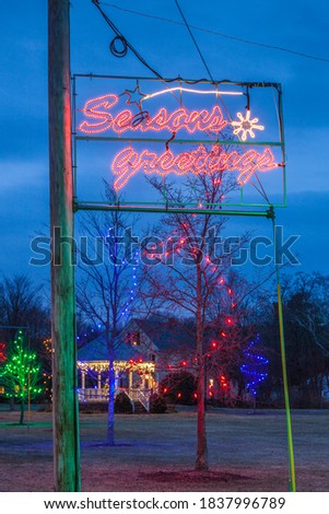 USA, Massachusetts, Rowley. Village Christmas decoration.