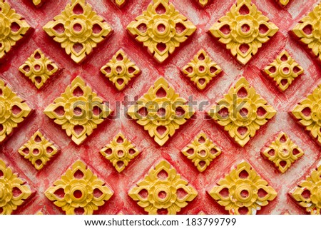 abstract golden-red lai-Thai style square-sameless pattern art 