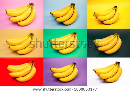 bunch of bananas on different kind backgrounds Royalty-Free Stock Photo #1838053177