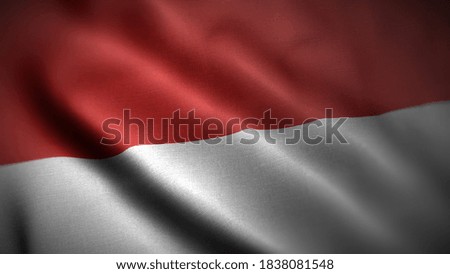 close up waving flag of Indonesia. flag symbols of Indonesia.