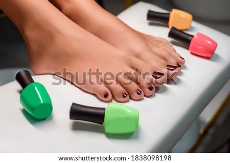 Women feet care concept. Spa concept background.