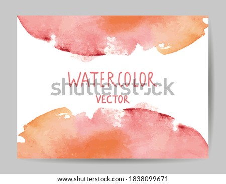 Business card template with abstract watercolor elements. Hand drawn vector illustration.