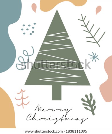 Modern abstract hand drawing Christmas doodles greeting cards, Trendy contemporary design template