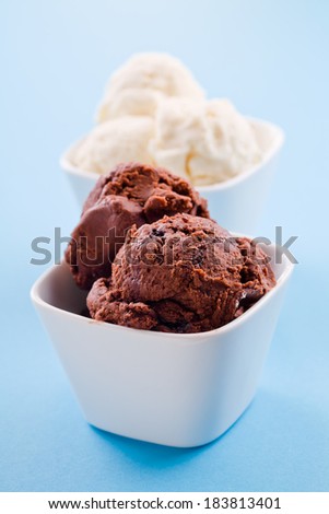 Close up photograph of a bowl of ice cream