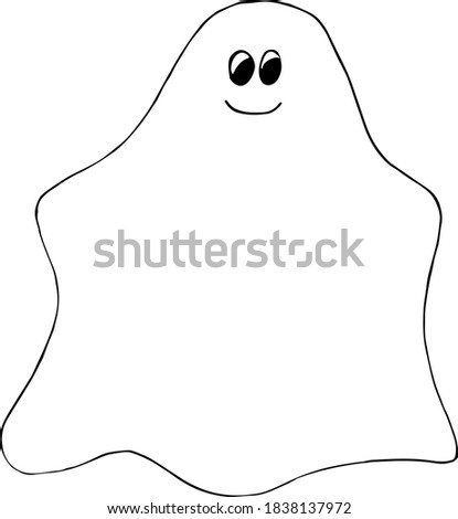 Vector doodle cute cartoon ghost. Hand-drawn spooky illustration for Halloween is perfect for halloween/fall party invitation, kids decor, coloring pages, web design, logo, t-shirt/bags design