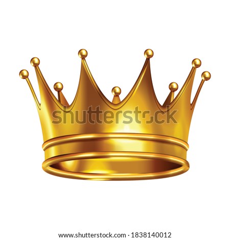 Crowns laurel wreath realistic composition with isolated image of golden crown on blank background vector illustration