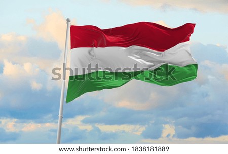 Large Hungary flag waving in the wind