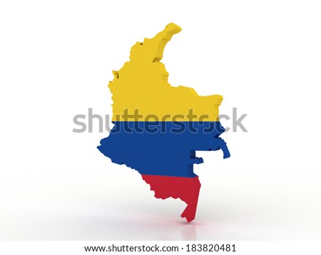 3d Map of Colombia with flag