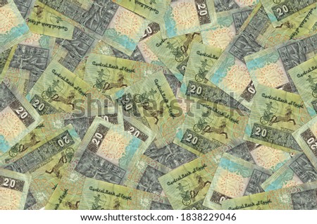 20 Egyptian pounds bills lies in big pile. Rich life conceptual background