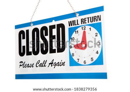 Business closed sign on a white background