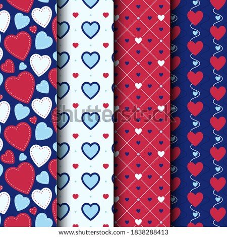 Abstract Pattern Valentine Theme With Love Shape Set Background