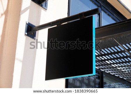 Blank black empty sign store outdoor signage for signboard mockup for shop