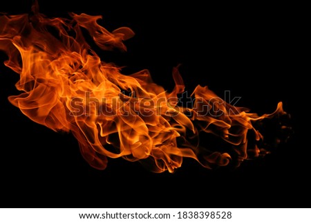 Fire flame isolated on black background. abstract flame background