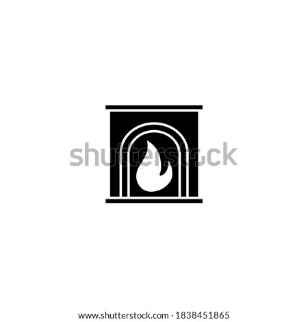 Fireplace icon. Winter icon. Simple, flat, black, glyph.