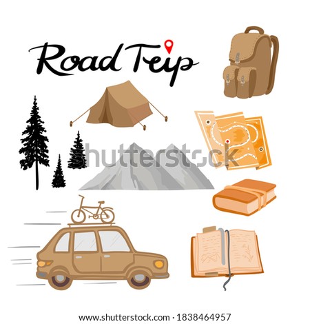 road trip set with lettering