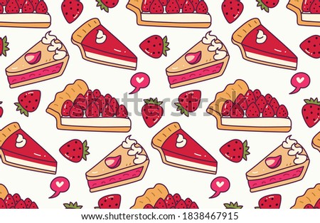Strawberry cheese pie seamless pattern