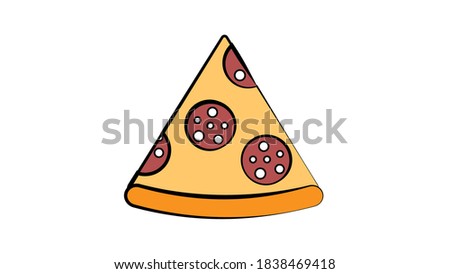 Slice of pepperoni pizza. Vector clip art illustration with simple gradients. All in a single layer.