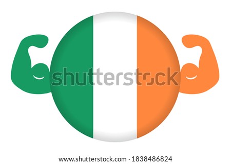 Strong Irish image illustration (circular Irish flag and bicep)