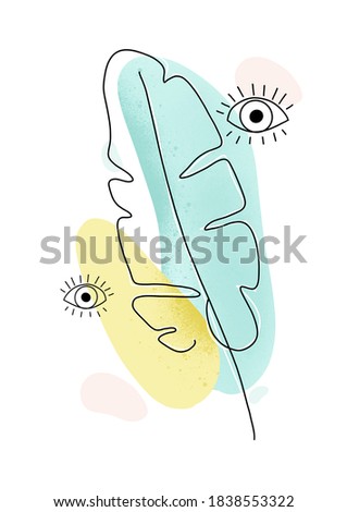 Fashion illustration - feather and eyes