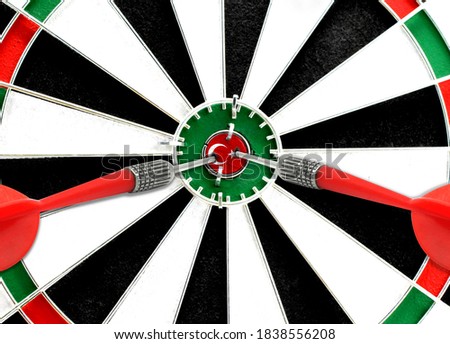 Close-up of a dart board with an imprinted flag of Turkey in the center. The concept of achieving goals.