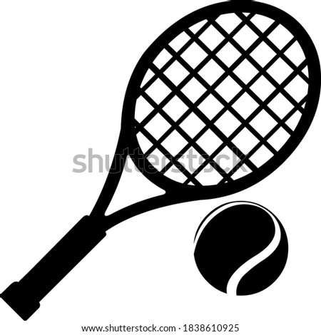 Vector illustration of tennis racket and ball silhouette