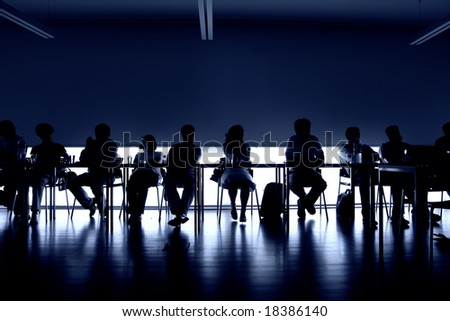 group of people at a meeting, interior picture