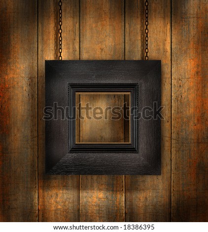 Dark wood frame against distress wood background