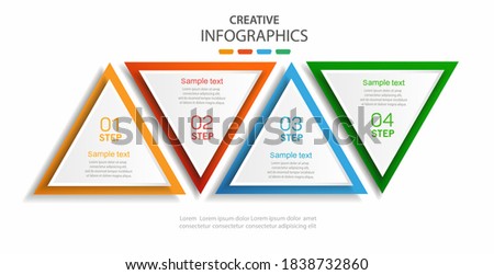 Infographic vector template of triangular elements with 4 options, steps, parts, segments. 