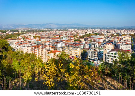 Manavgat city aerial panoramic view in Antalya region in Turkey