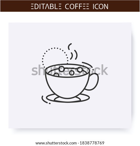 Marocchino coffee line icon. Type of coffee drink. Double espresso with cocoa powder and milk foam. Coffeehouse menu. Different caffeine drinks concept. Isolated vector illustration. Editable stroke 
