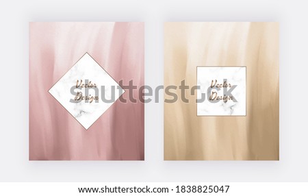 Brown and pink brush stroke backgrounds with  marble frames.