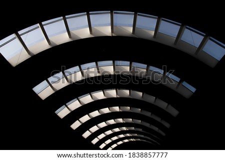 An amazing abstract photograph of a roof in a mall with different perspective with good depth of field (blur)