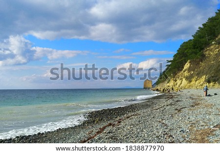 Photo sea landscape with waves and rocks in autumn