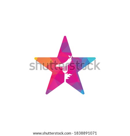 Hot Chili With Fork star shape concept Logo Design. Chili and fork logo template suitable for spicy food, restaurant menu.