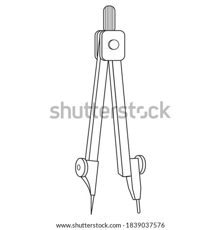 bow compass line vector illustration,isolated on white background,top view