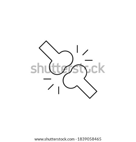 Joint line bone icon. People outline joint bones black shape vector illustration isolated on white background. Human knee joint bone.