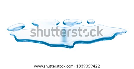 spill water drop on the floor isolated with clipping path on white background.  Royalty-Free Stock Photo #1839059422