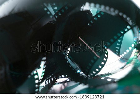 35mm negative film background. Photographic film background in focus and blur.