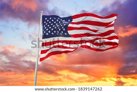 Large  American flag waving in the wind