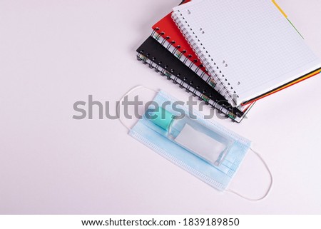 bright color stationary and means of anti virus self protection items on light surface