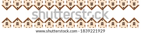 panorama pattern of many small wooden houses on a white background. the concept of quarantine during an epidemic. stay at home. space for text