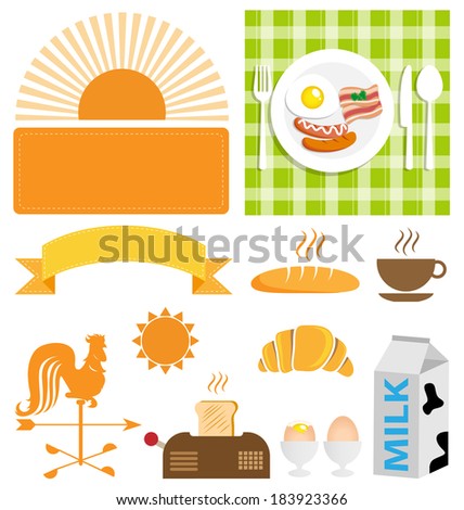 vector breakfast icon set