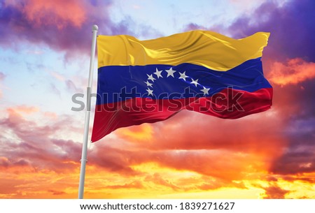 Large Venezuela flag waving in the wind