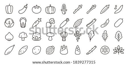 Vegetable Icon Set (Thin Line Version) Royalty-Free Stock Photo #1839277315