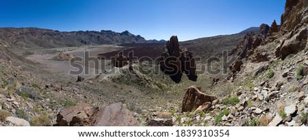 Stone desert in volcanic crater at Teide, Tenerife Royalty-Free Stock Photo #1839310354