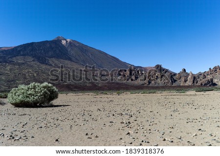 Stone desert at Teide volcanic crater Royalty-Free Stock Photo #1839318376