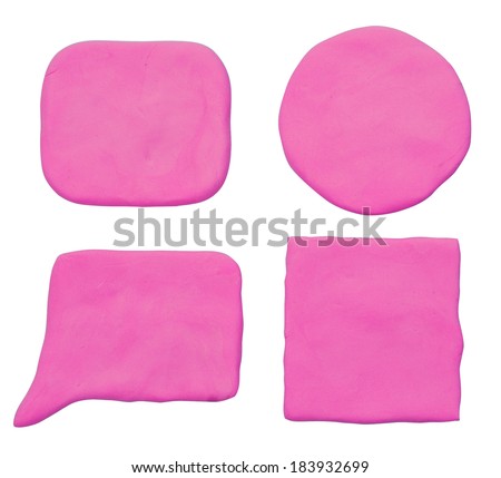 Set of pink plasticine banners.