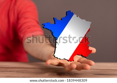 france map of the country 3d in hand