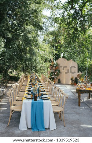 Outdoor party decor set up in the backyard.￼